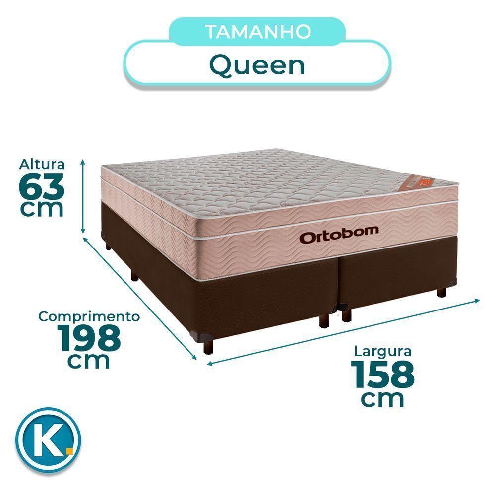Cama Box Marrom Queen + Colchão Molas Ensacadas Airtech Ortobom - 3