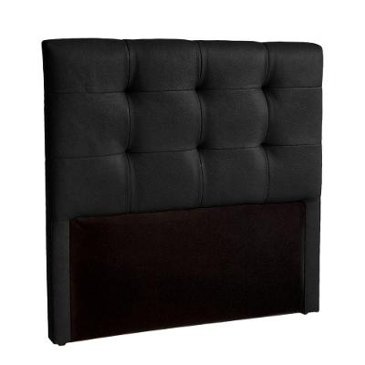 Cabeceira Estofada Casal Alice Nature Material Sintético Preto 138x136