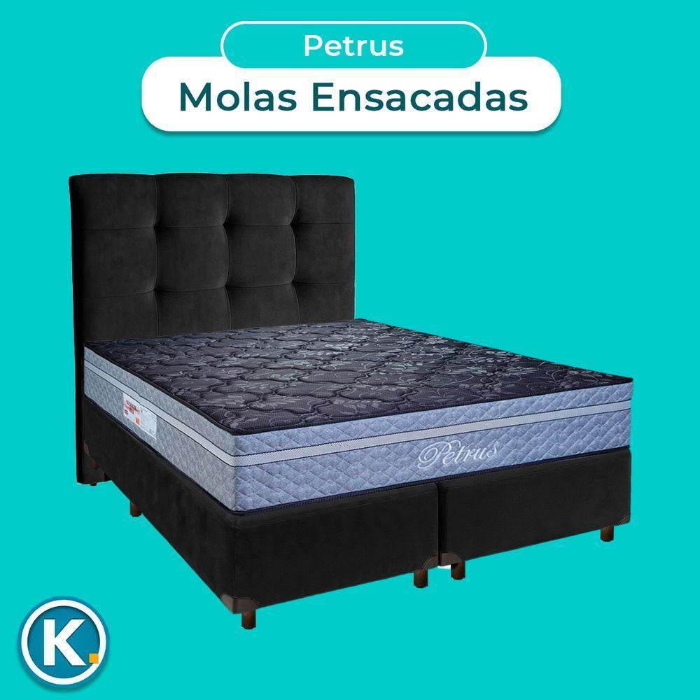 Cama + Box Preto E Colchão Molas Ensacadas Queen - Petrus Paropas + Cabeceira - 4