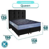 Cama + Box Preto E Colchão Molas Ensacadas Queen - Petrus Paropas + Cabeceira - 3