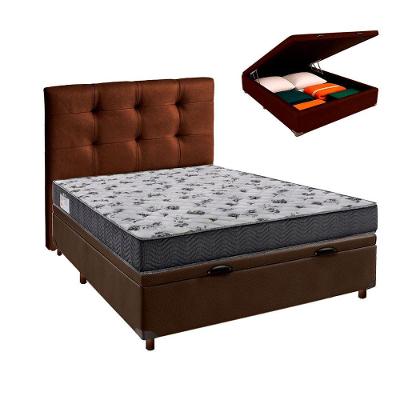 Conjunto Cama Box Bau Blindado Casal + Colchão D33 Iso100 Ortobom + Cabeceira