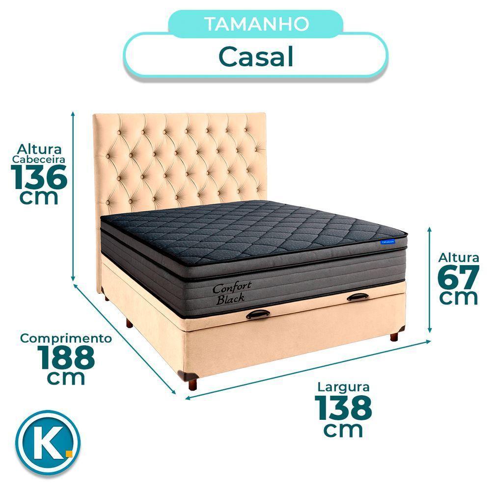 Baú Perola + Cabeceira + Colchão Casal Confort Black Ortobom - 3