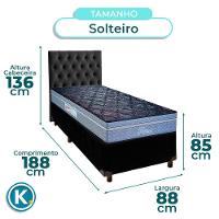 Cama Box + Colchão Solteiro Molas Ensacadas Petrus Paropas + Cabeceira Estofada - 3