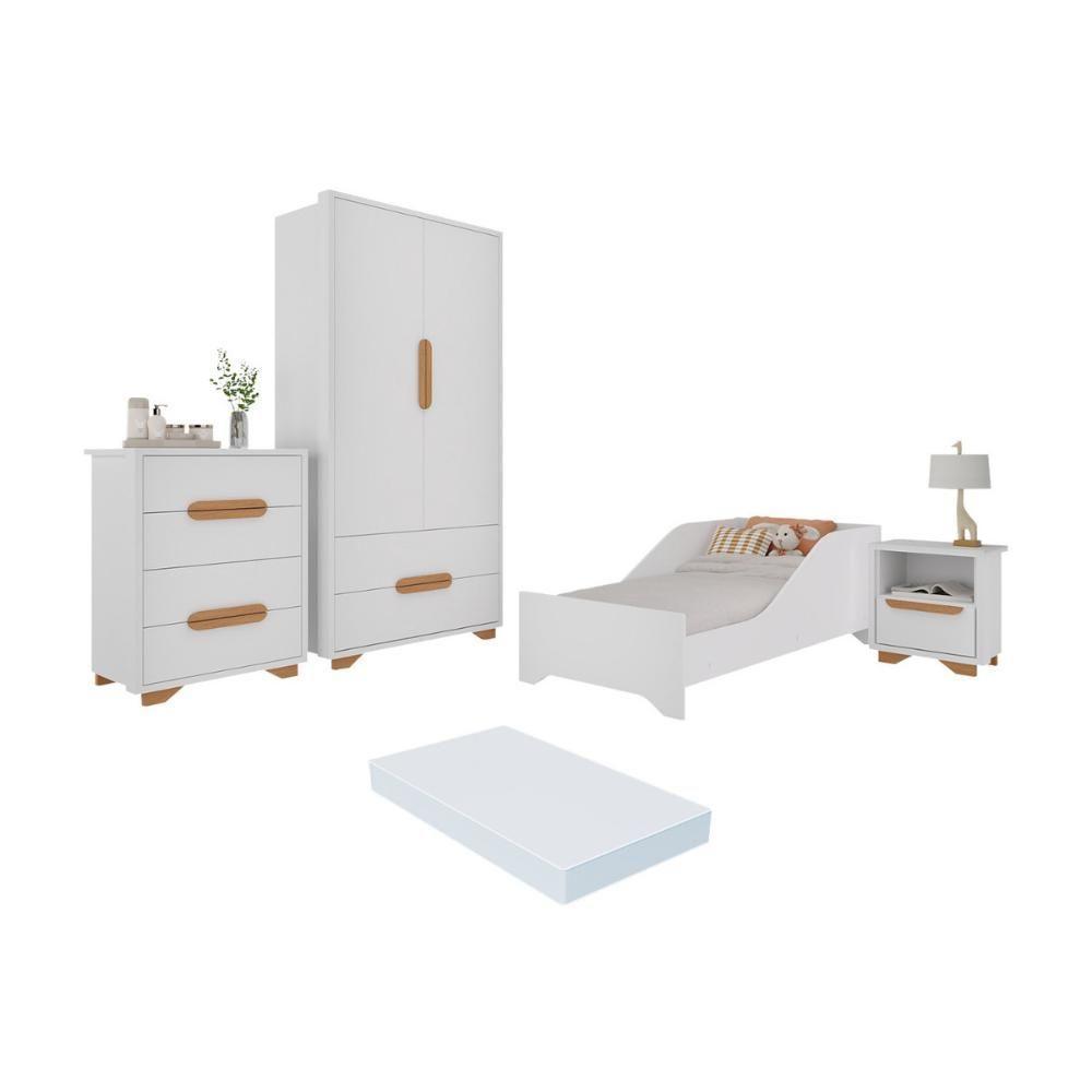 Quarto Infantil Completo Com Minicama Com Colchão Incluso Multimóveis Mp4402 Branco Natural - 1