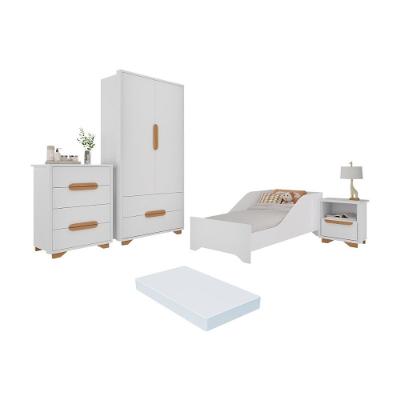 Quarto Infantil Completo Com Minicama Com Colchão Incluso Multimóveis Mp4402 Branco Natural