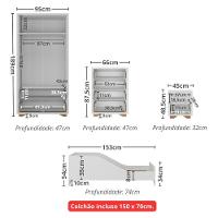 Quarto Infantil Completo Com Minicama Com Colchão Incluso Multimóveis Mp4402 Branco Natural - 7
