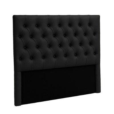 Cabeceira Estofada Casal Luna Nature Material Sintético Preto 138x136
