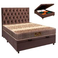 Conjunto Cama Box Bau Marrom Casal + Colchão D26 Ortophedic Sankonfort + Cabeceira - 1