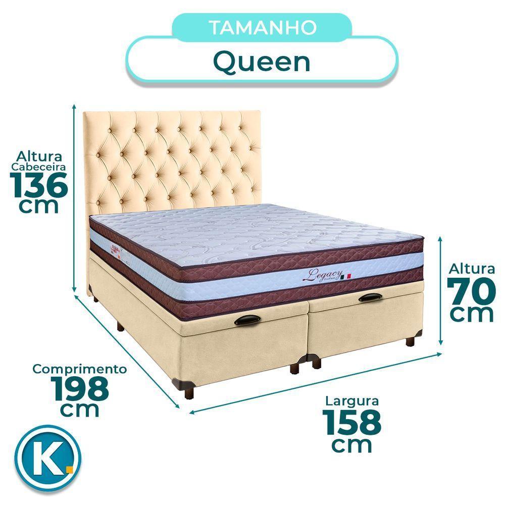 Cama + Bau Blindado E Colchão Molas Ensacadas Queen - Legaccy Paropas + Cabeceira - 2