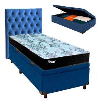 Conjunto Cama Box Bau Blindado Solteiro + Colchão Molas Ensacadas Life Gold Paropas + Cabeceira - 1