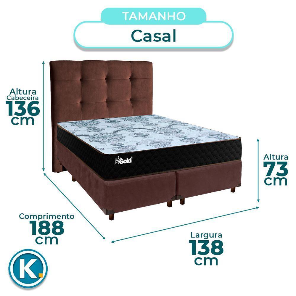 Cama + Box Blindado E Colchão Molas Ensacadas Casal - Life Gold Paropas + Cabeceira - 3