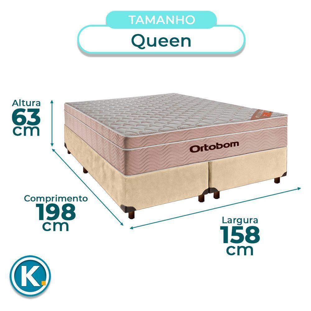 Conjunto Cama Box Perola Queen + Colchão Molas Ensacadas Airtech Ortobom - 2