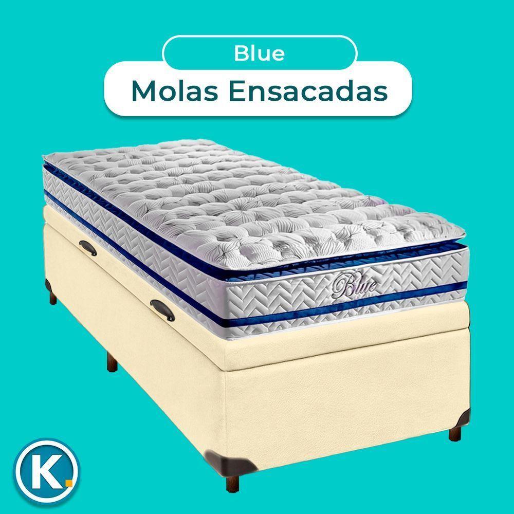 Colchão Solteiro Molas Ensacadas + Bau Blindado - Blue Paropas - 2