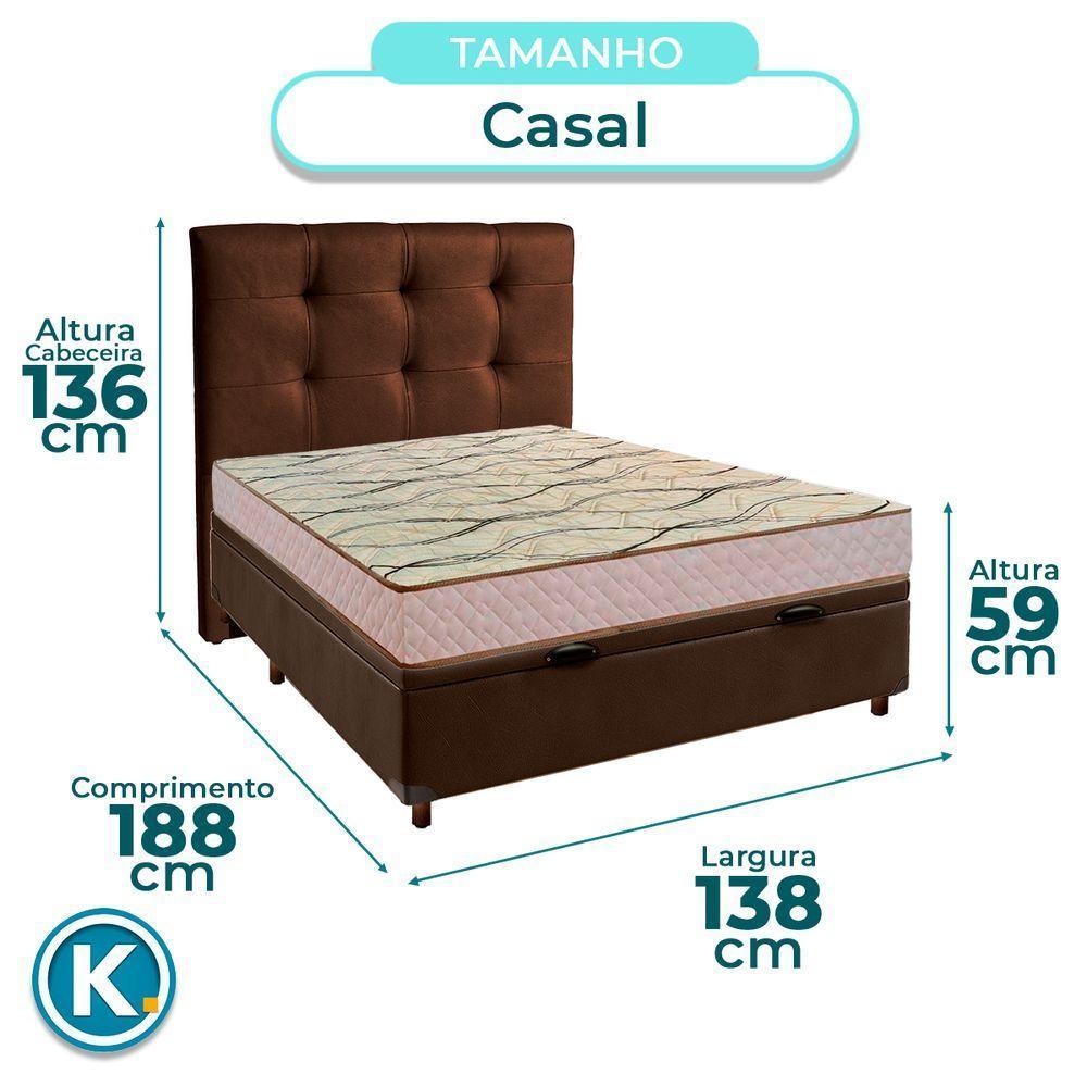Cama + Bau Marrom E Colchão D33 Casal - Maxsono Paropas + Cabeceira - 3