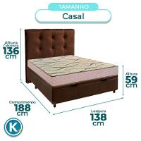 Cama + Bau Marrom E Colchão D33 Casal - Maxsono Paropas + Cabeceira - 3