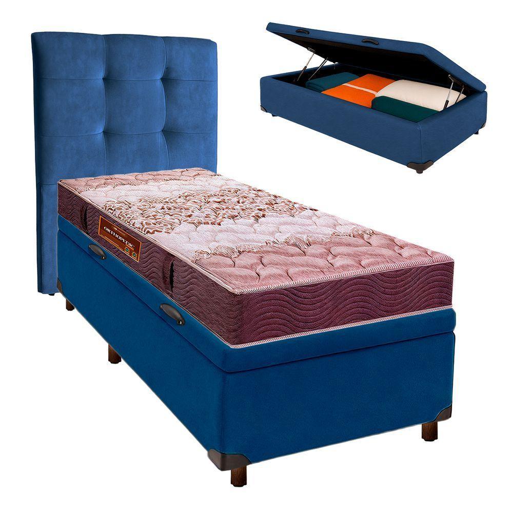 Kit Cama Box Bau + Cabeceira + Colchão Solteiro D26 - Ortophedic - Sankonfort - 1