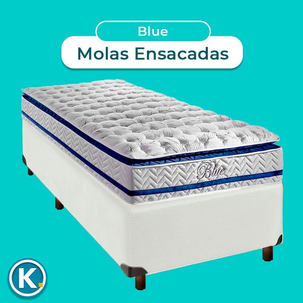 Conjunto Cama Box Branco Solteiro + Colchão Molas Ensacadas Blue Paropas - 4