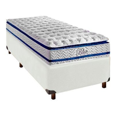 Conjunto Cama Box Branco Solteiro + Colchão Molas Ensacadas Blue Paropas