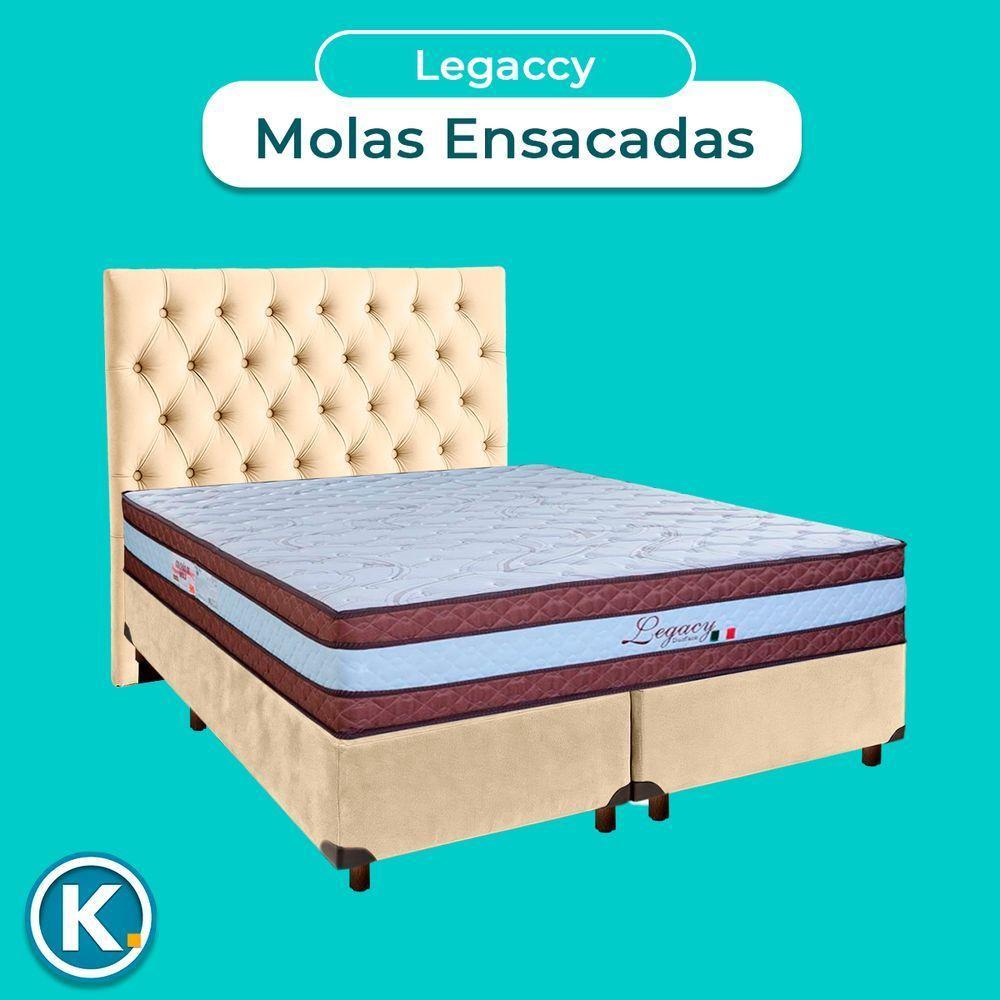 Cama Box + Colchão Queen Molas Ensacadas Legaccy Paropas + Cabeceira Estofada - 4