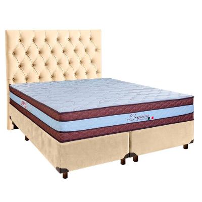 Cama Box + Colchão Queen Molas Ensacadas Legaccy Paropas + Cabeceira Estofada