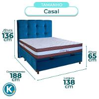 Conjunto Cama Box Bau Azul Casal + Colchão Molas Ensacadas Legaccy Paropas + Cabeceira - 3