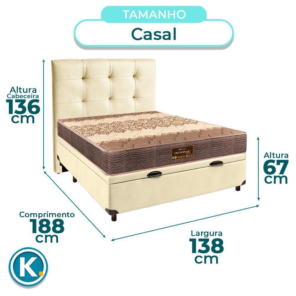 Conjunto Cama Box Bau Blindado Casal + Colchão D26 Ortophedic Sankonfort + Cabeceira - 3