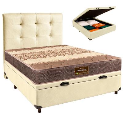 Conjunto Cama Box Bau Blindado Casal + Colchão D26 Ortophedic Sankonfort + Cabeceira