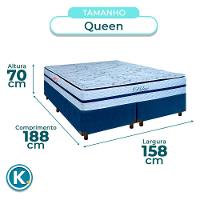 Cama + Box Azul E Colchão Molas Ensacadas Queen - Blue Paropas - 3