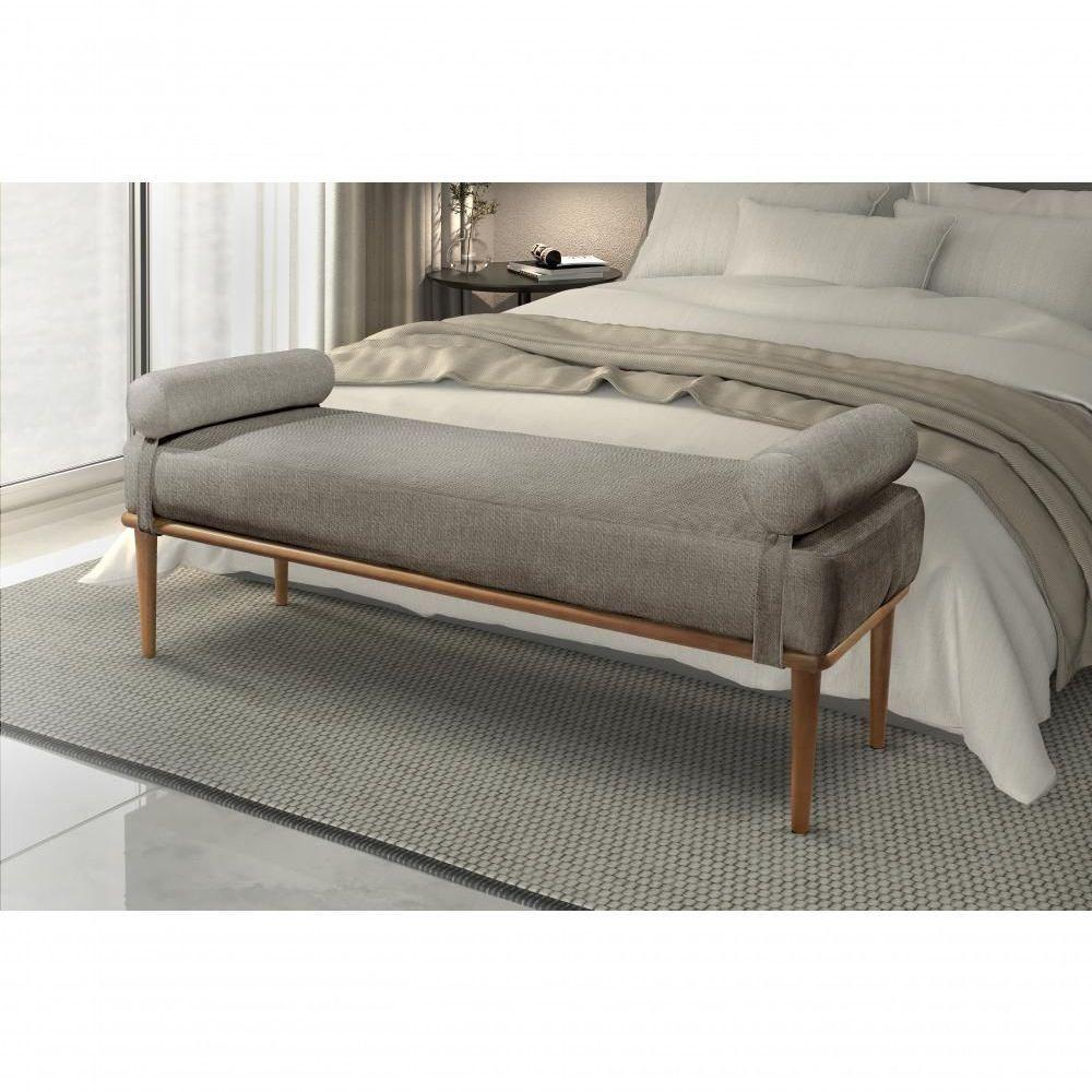 Recamier Banco Berlim Luxo Madeira Maciça Castellar Móbile Linho Cinza Linho Cinza - 4