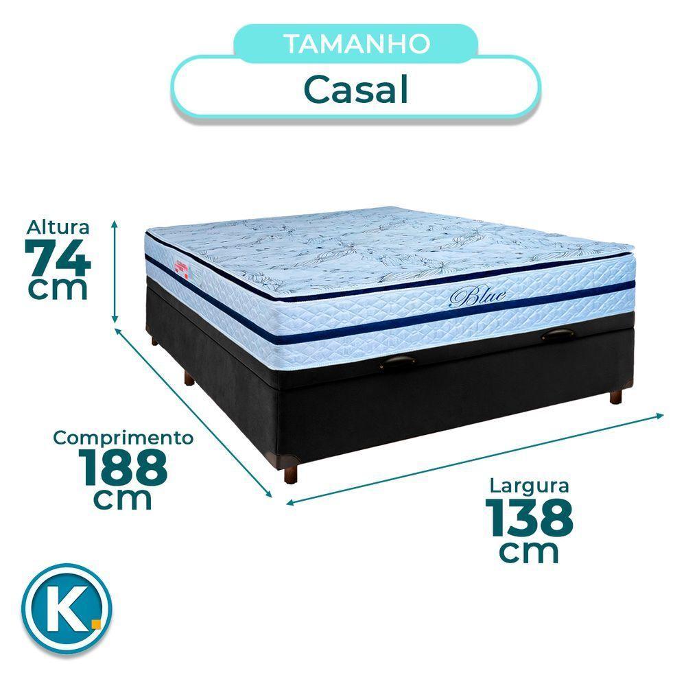 Conjunto Cama Box Bau Blindado Casal + Colchão Molas Ensacadas Blue Paropas - 5
