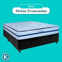 Conjunto Cama Box Bau Blindado Casal + Colchão Molas Ensacadas Blue Paropas - 2