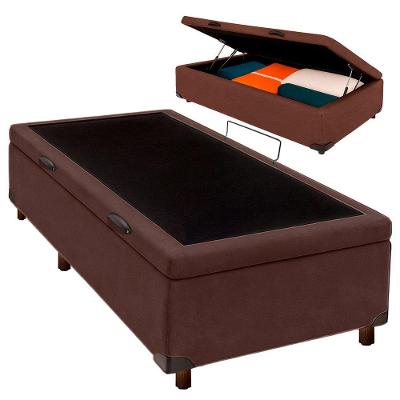 Cama Box Bau Solteirão Blindado Nature Marrom 96x203