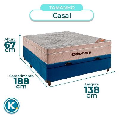 Cama + Bau Blindado E Colchão Molas Ensacadas Casal - Airtech Ortobom
