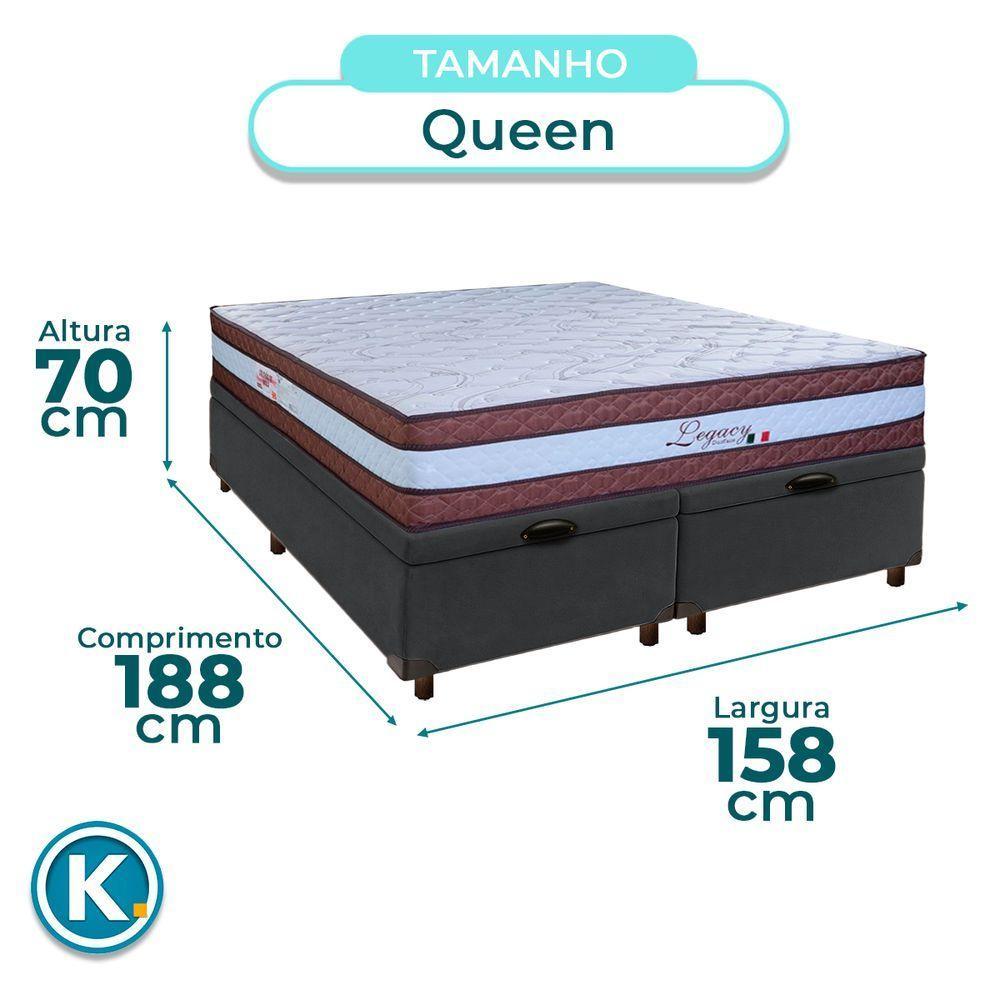 Conjunto Cama Box Bau Blindado Queen + Colchão Molas Ensacadas Legaccy Paropas - 3