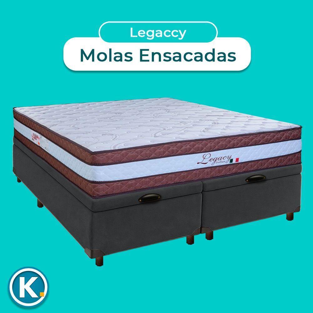 Conjunto Cama Box Bau Blindado Queen + Colchão Molas Ensacadas Legaccy Paropas - 4