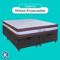 Conjunto Cama Box Bau Blindado Queen + Colchão Molas Ensacadas Legaccy Paropas