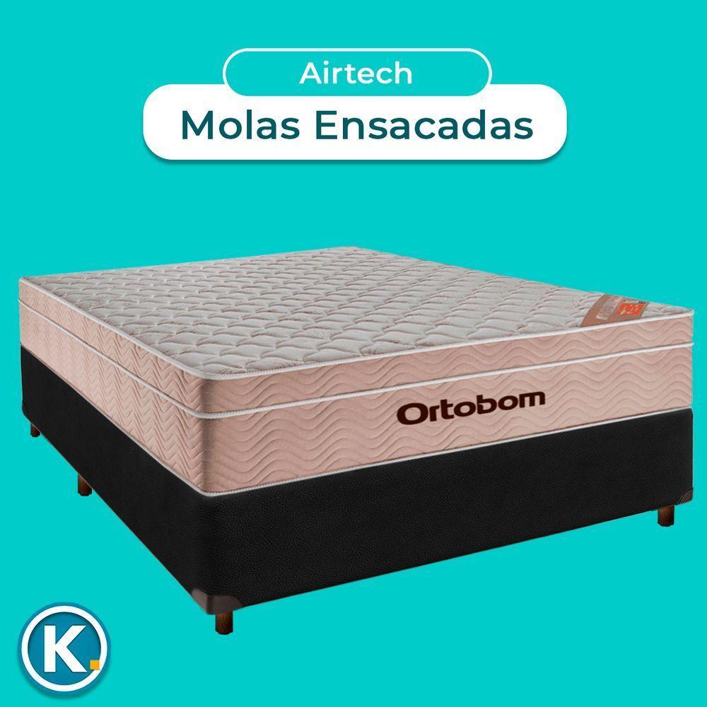 Cama Box Preto Casal + Colchão Molas Ensacadas Airtech Ortobom - 3