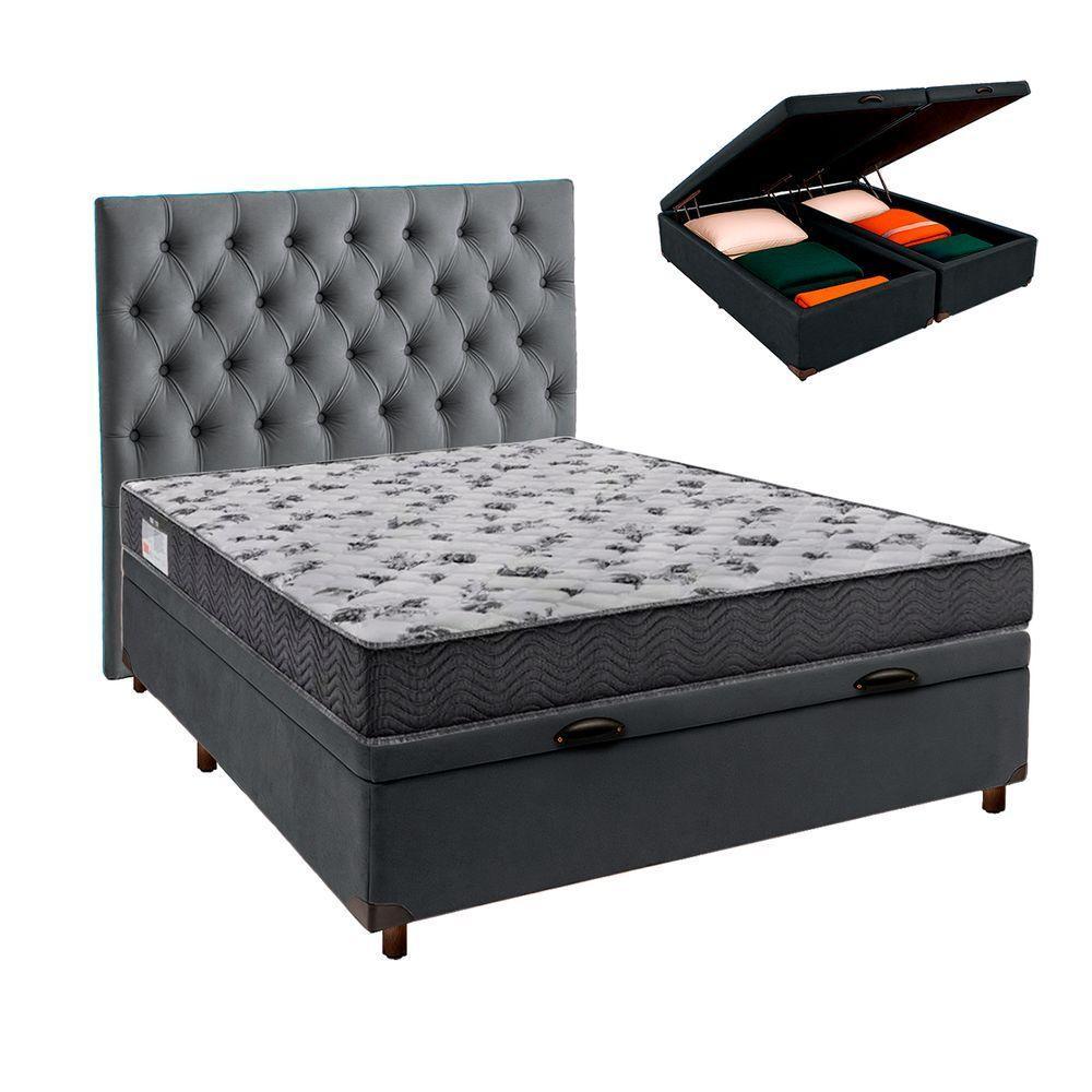 Kit Cama Box Bau + Cabeceira + Colchão Casal D33 - Iso100 - Ortobom - 1