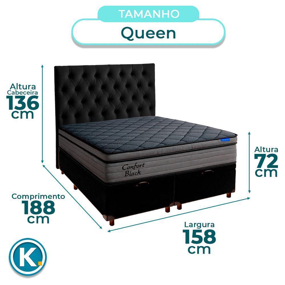 Baú Preto + Cabeceira + Colchão Queen Confort Black Ortobom - 5