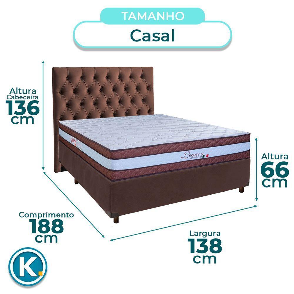 Cama + Box Marrom E Colchão Molas Ensacadas Casal - Legaccy Paropas + Cabeceira - 3
