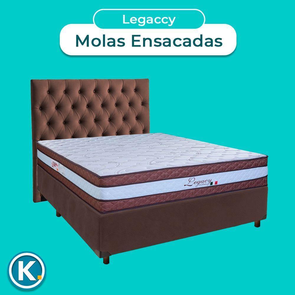 Cama + Box Marrom E Colchão Molas Ensacadas Casal - Legaccy Paropas + Cabeceira - 4