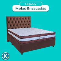 Cama + Box Marrom E Colchão Molas Ensacadas Casal - Legaccy Paropas + Cabeceira
