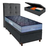 Kit Cama Box Bau + Cabeceira + Colchão Solteiro Molas Ensacadas - Petrus - Paropas - 1