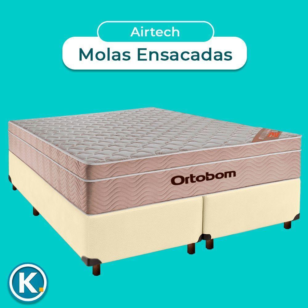 Colchão Queen Molas Ensacadas + Box Bege - Airtech Ortobom - 4