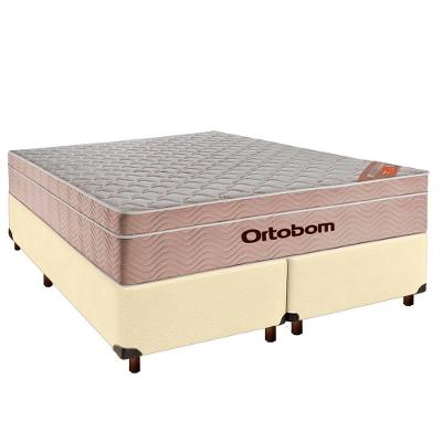 Colchão Queen Molas Ensacadas + Box Bege - Airtech Ortobom