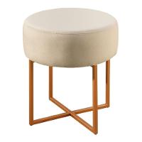 Puff Banqueta Otávio Luxo Base Bronze Castellar Móbile Veludo Bege Claro - 1