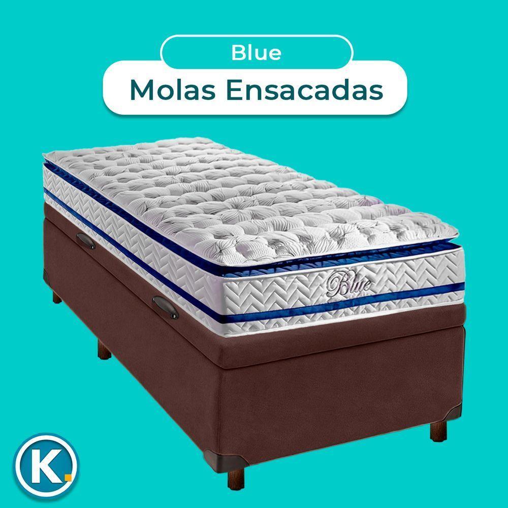 Colchão Solteiro Molas Ensacadas + Bau Blindado - Blue Paropas - 2