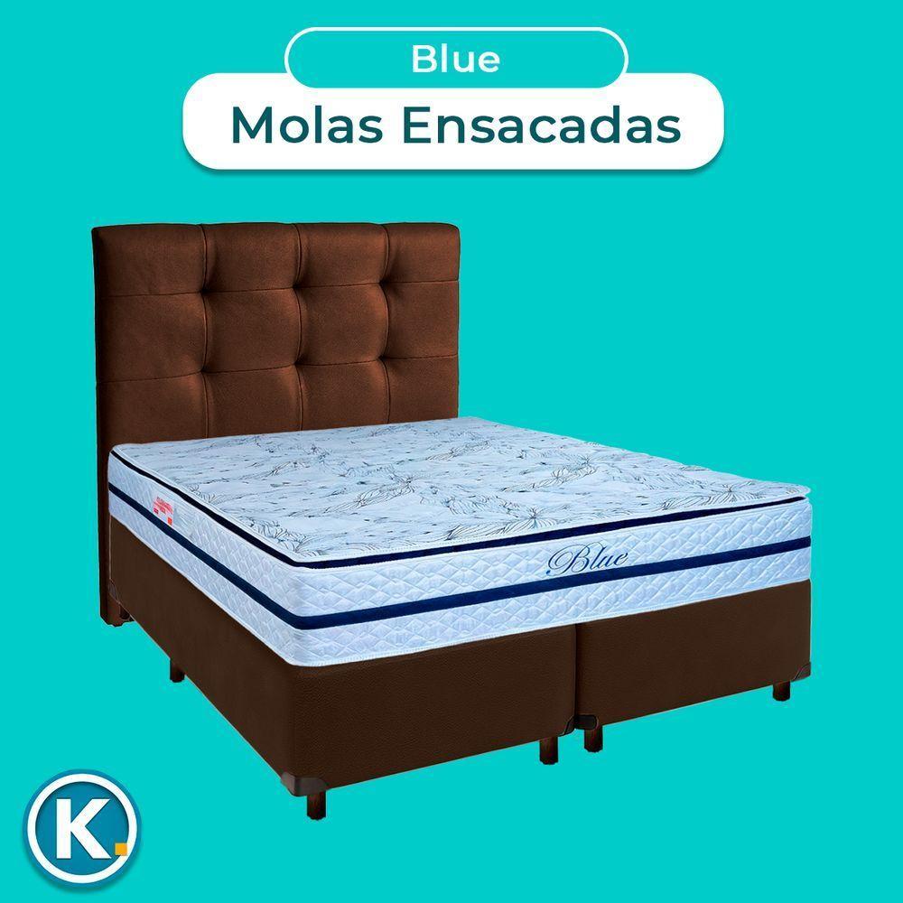 Kit Cama Box + Cabeceira + Colchão Queen Molas Ensacadas - Blue - Paropas - 2
