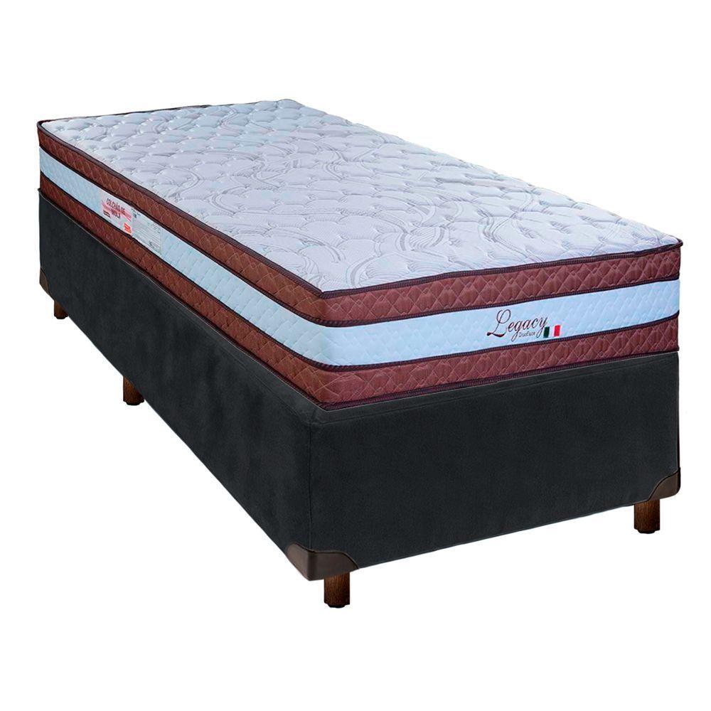Conjunto Cama Box Cinza Solteiro + Colchão Molas Ensacadas Legaccy Paropas - 1