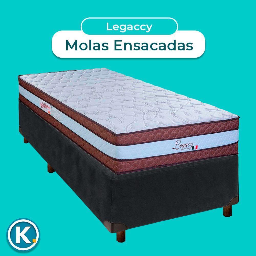 Conjunto Cama Box Cinza Solteiro + Colchão Molas Ensacadas Legaccy Paropas - 4
